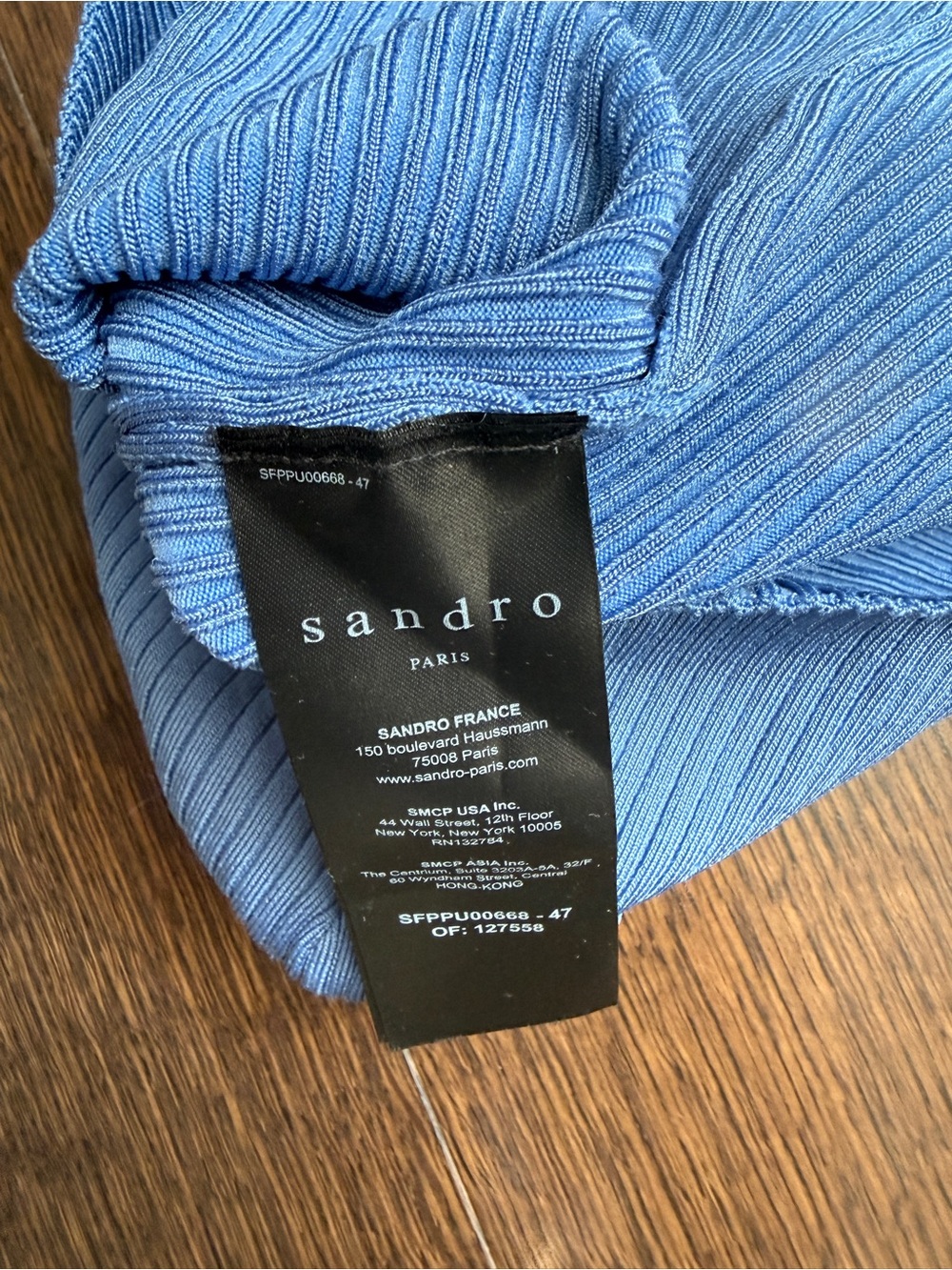 Sandro Blue Ribbed Square-Neck Tank - Picture 4 of 4